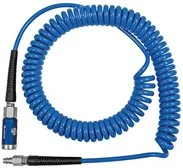 Spirál.hadice PU modrá, bezpeč.spojka a konektor NW7,4 10x6,5mm 6m RIEGLER