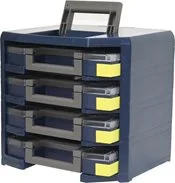 Ruční box HandyBoxxser polypropylen, 4 sortimentové kufříky, modré raaco