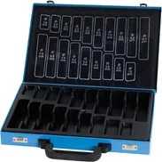Kovový box, prázdný,modrý 170 ks DIN 338 FORMAT